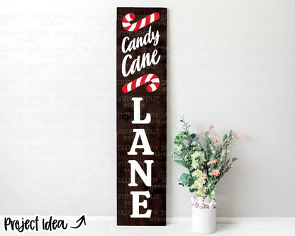 Candy Cane Lane Christmas Porch Sign, Digital download, Cricut SVG cut file, Silhouette, Holiday door leaner design