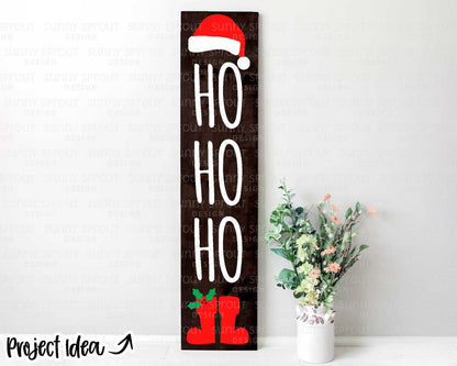 Ho Ho Ho Santa Hat Porch Sign, Digital download, Cricut cut file, Silhouette, Christmas door leaner design