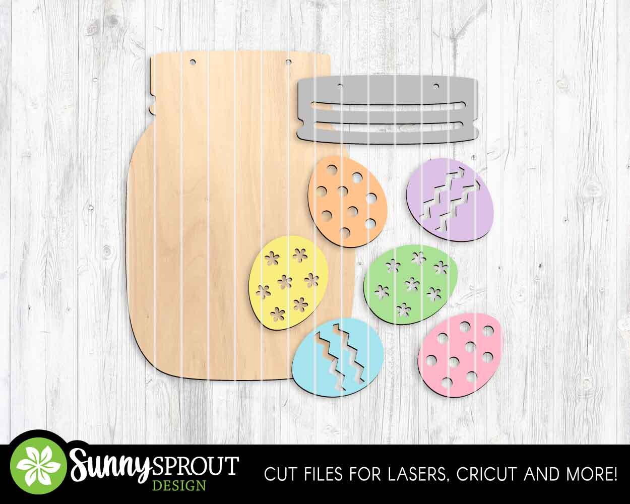 Easter Egg Mason Jar Sign, Digital download, SVG Laser cut file, Cricut, Door hanger design, Spring Easter decor