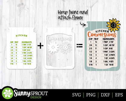 Kitchen Conversions Sign, Digital download, Wall art SVG, Glowforge laser cut file, Cricut, Baking measurement decor