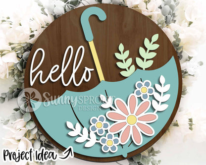 Spring Sign Bundle 4, Round door hanger svg, Glowforge laser file, Cricut, Spring flower welcome sign, Hello Spring