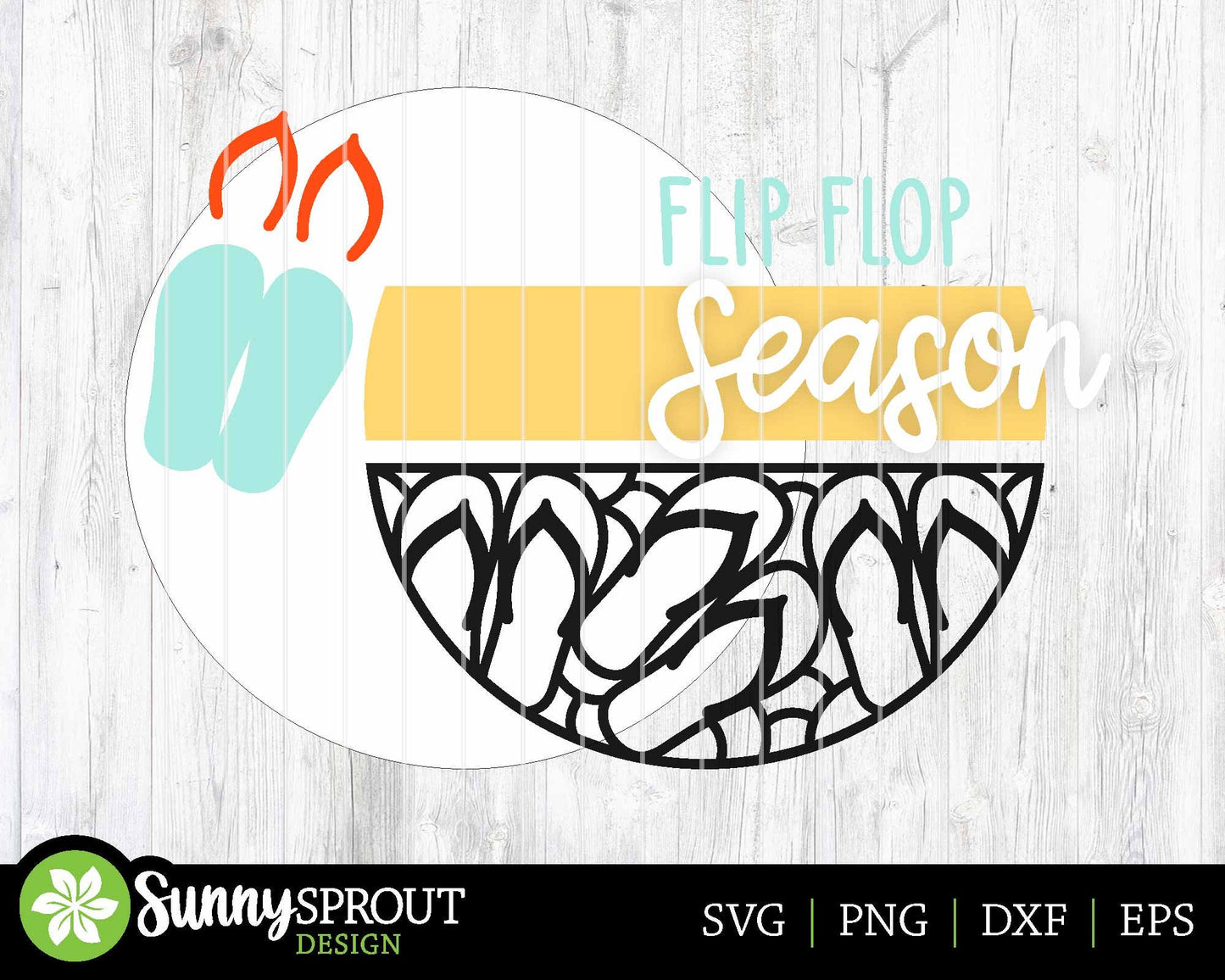 Flip Flop Season Summer Sign, Digital Download, SVG Laser Cut File, Cricut, Summer Beach Round Door Hanger Design