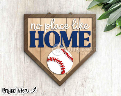 No Place Like Home Baseball Sign, Digital Download, SVG Laser Cut File, Cricut, Door Hanger Wall Art Design, Sports Decor