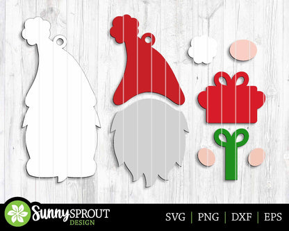 Christmas Santa Gnome Ornament Bundle, Digital download, SVG laser cut file, Cricut