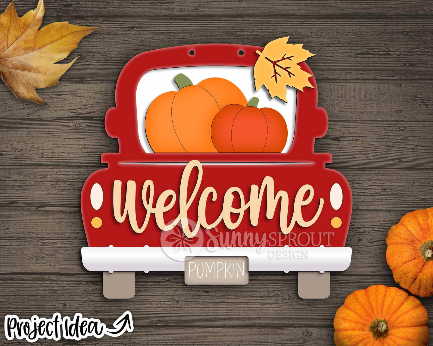 Welcome Fall Pumpkin Truck Sign, Digital Download, SVG Laser Cut File, Cricut, Fall Farmhouse Door Hanger Design