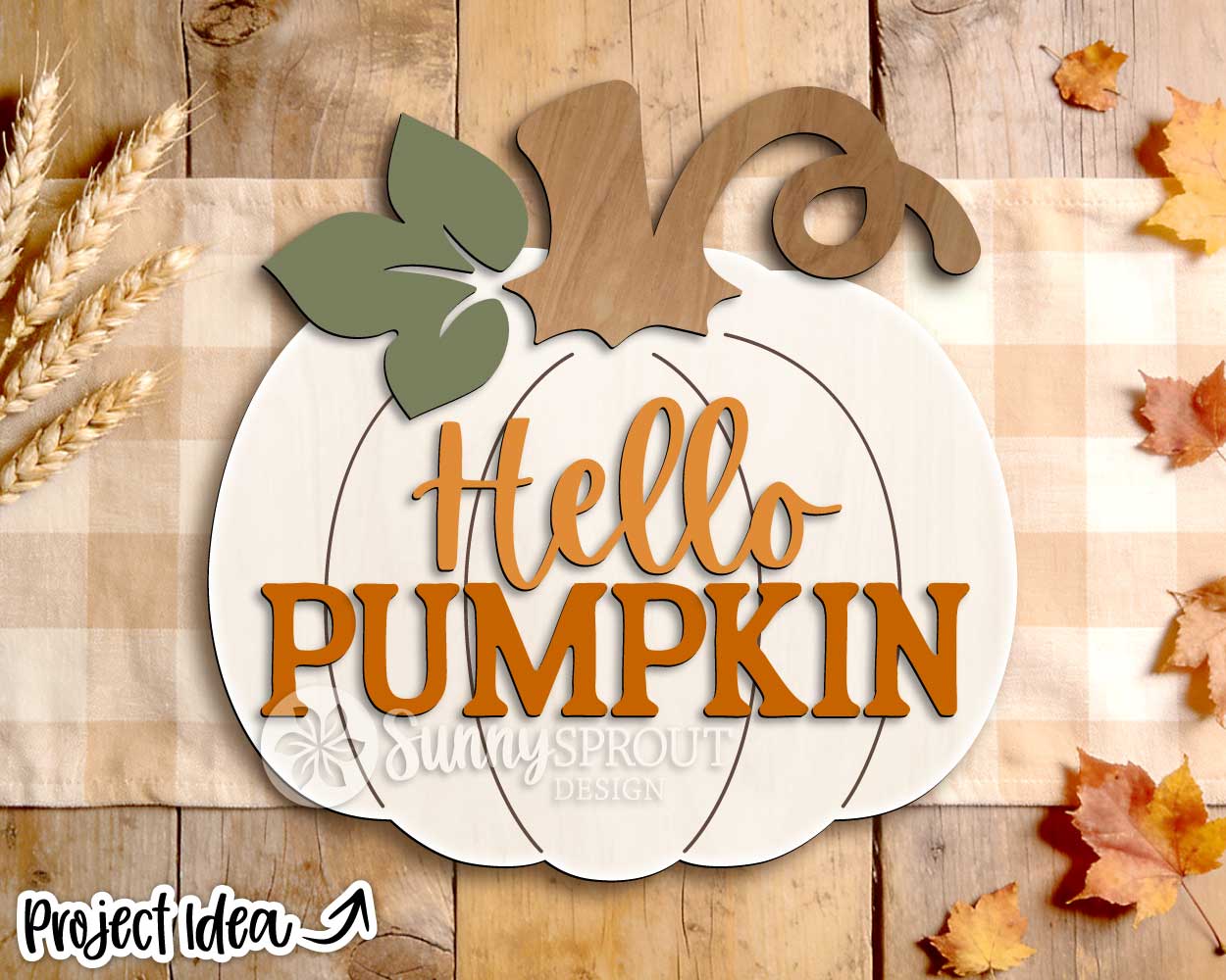 Hello Pumpkin Sign, Digital Download, SVG Laser Cut File, Cricut, Fall Halloween Door Hanger Design