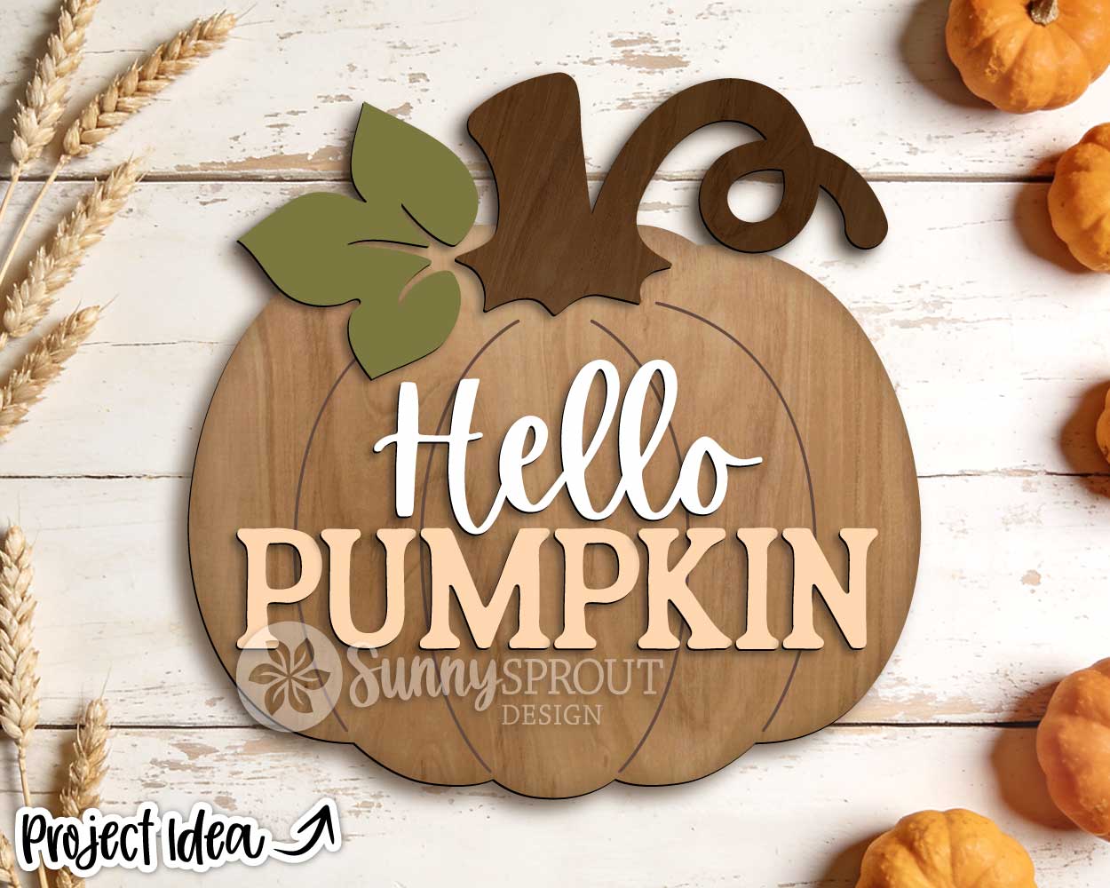 Hello Pumpkin Sign, Digital Download, SVG Laser Cut File, Cricut, Fall Halloween Door Hanger Design