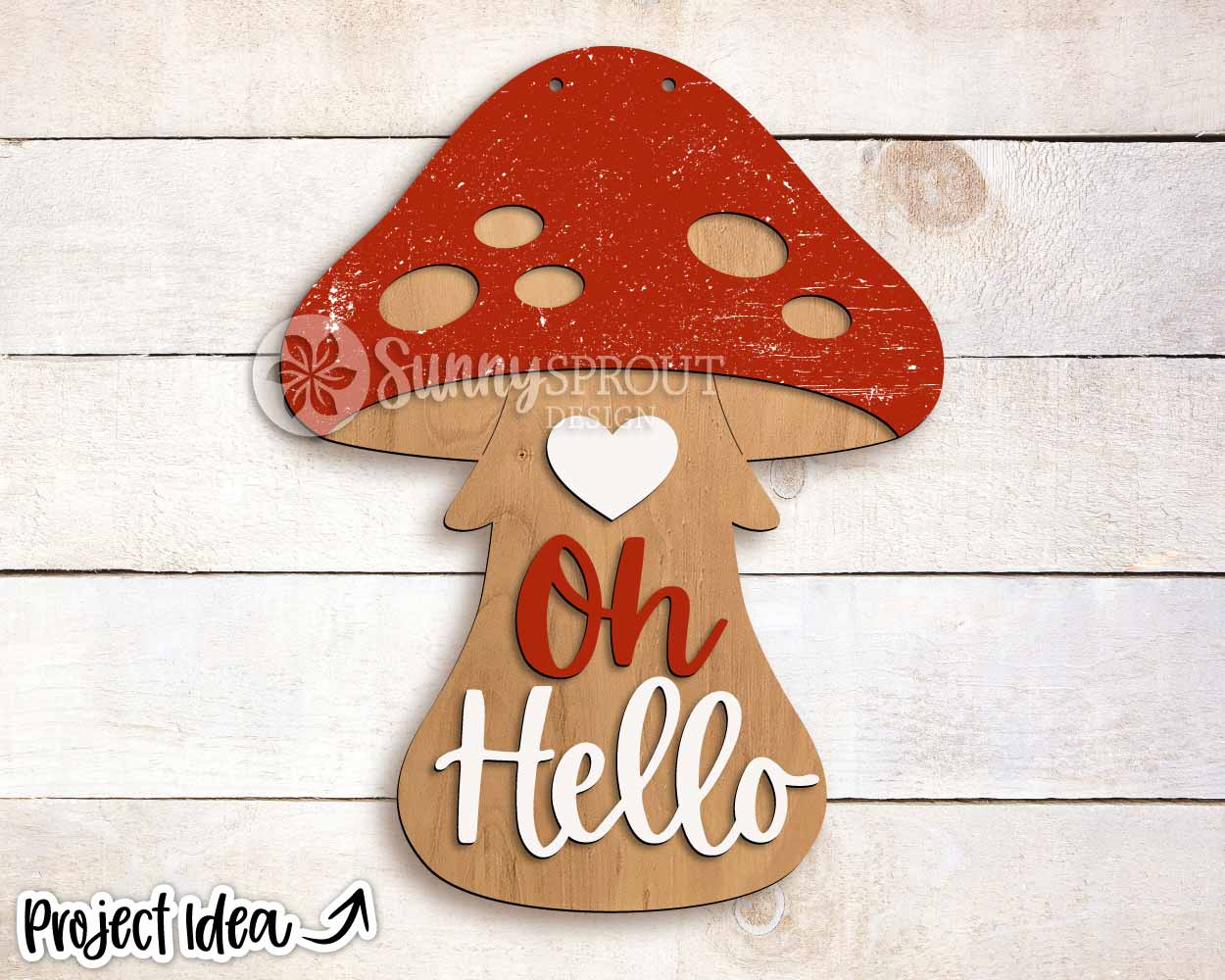 Oh Hello Mushroom Sign, Digital Download, SVG Laser Cut File, Cricut, Fall Thanksgiving Door Hanger Design