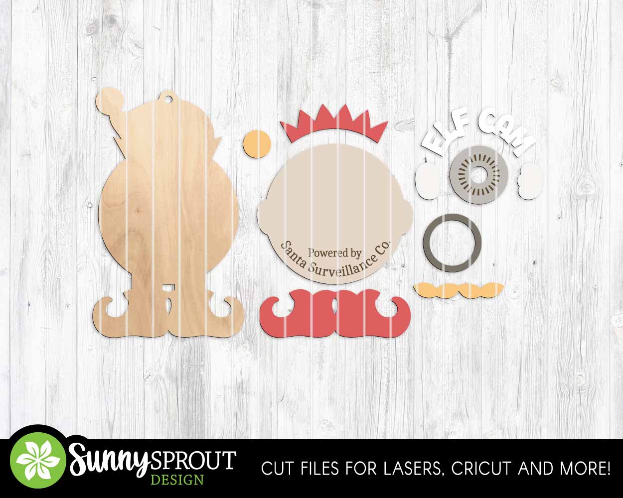 Elf Cam Camera Ornament, Digital Download, SVG Laser Cut File, Cricut, Santa Christmas Tree Ornament Design