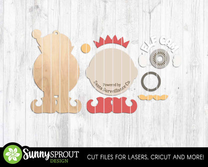 Elf Cam Camera Ornament, Digital Download, SVG Laser Cut File, Cricut, Santa Christmas Tree Ornament Design