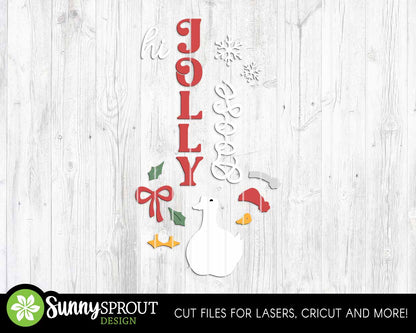 Hi Jolly Goose Sign, Digital Download, SVG Laser Cut File, Cricut, Christmas Holiday Santa Porch Leaner Design