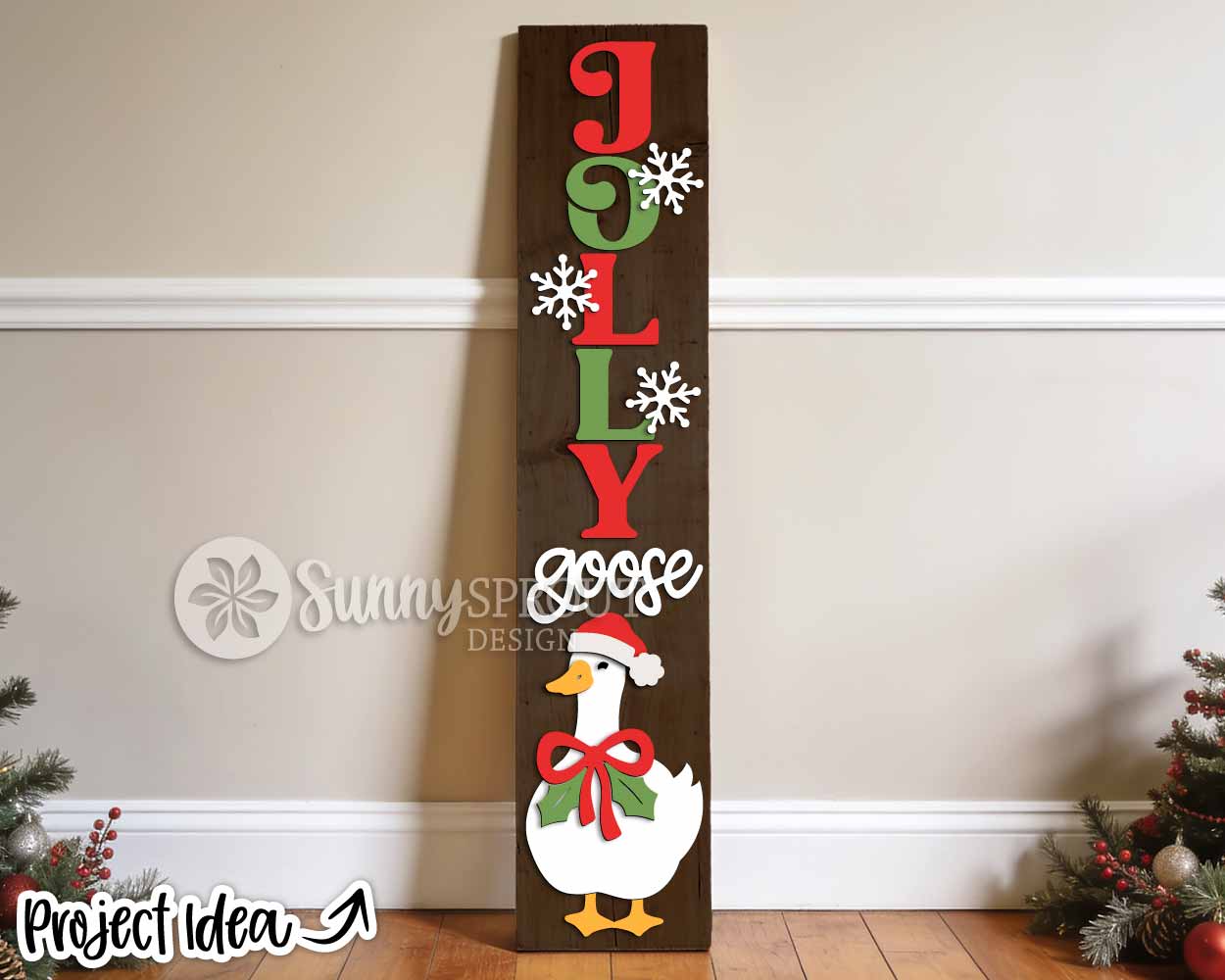 Jolly Goose Sign, Digital Download, SVG Laser Cut File, Cricut, Christmas Holiday Santa Porch Leaner Design (Copy)