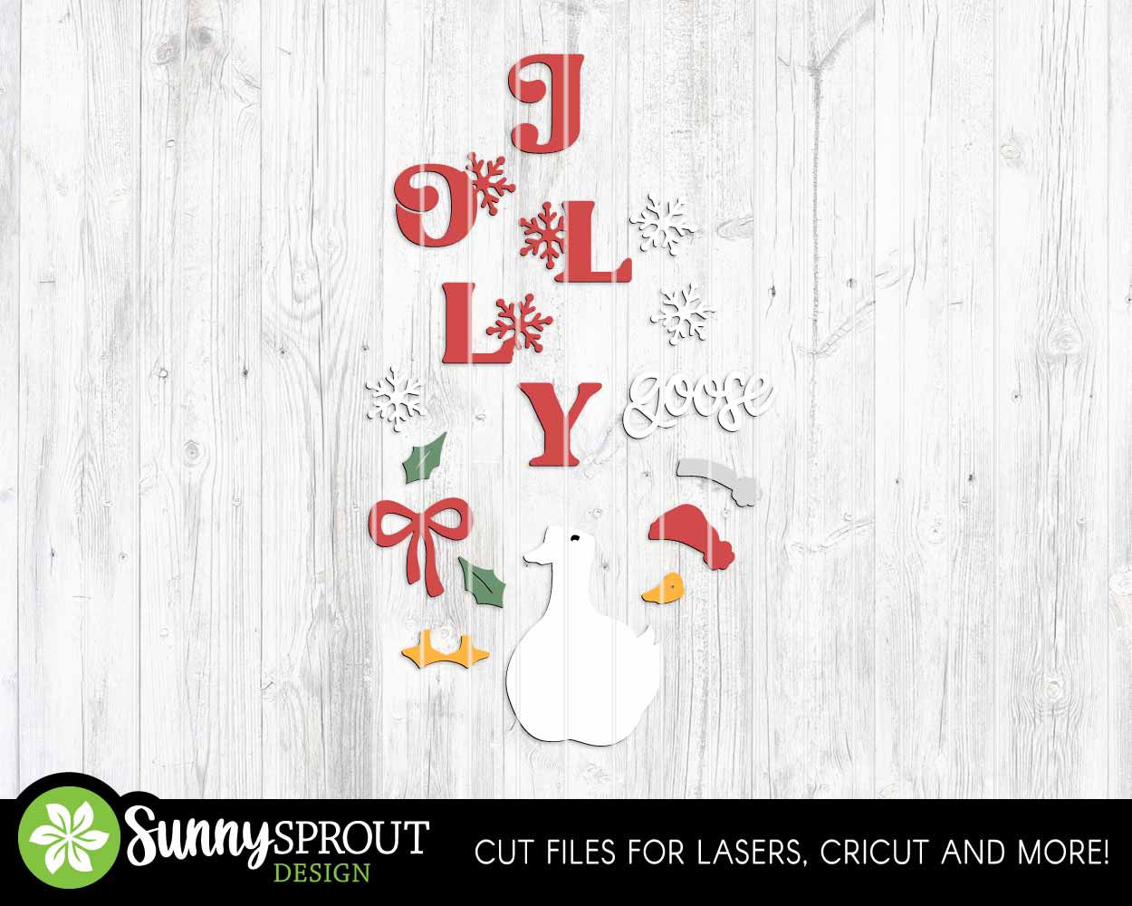 Jolly Goose Sign, Digital Download, SVG Laser Cut File, Cricut, Christmas Holiday Santa Porch Leaner Design (Copy)