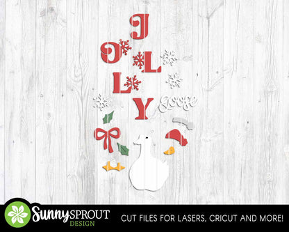 Jolly Goose Sign, Digital Download, SVG Laser Cut File, Cricut, Christmas Holiday Santa Porch Leaner Design (Copy)