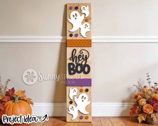 Hey Boo Polka Dot Porch Leaner, Digital Download, SVG Laser Cut File, Cricut, Halloween Welcome Door Decor Design