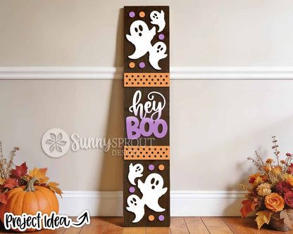 Hey Boo Polka Dot Porch Leaner, Digital Download, SVG Laser Cut File, Cricut, Halloween Welcome Door Decor Design