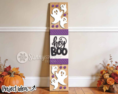Hey Boo Polka Dot Porch Leaner, Digital Download, SVG Laser Cut File, Cricut, Halloween Welcome Door Decor Design