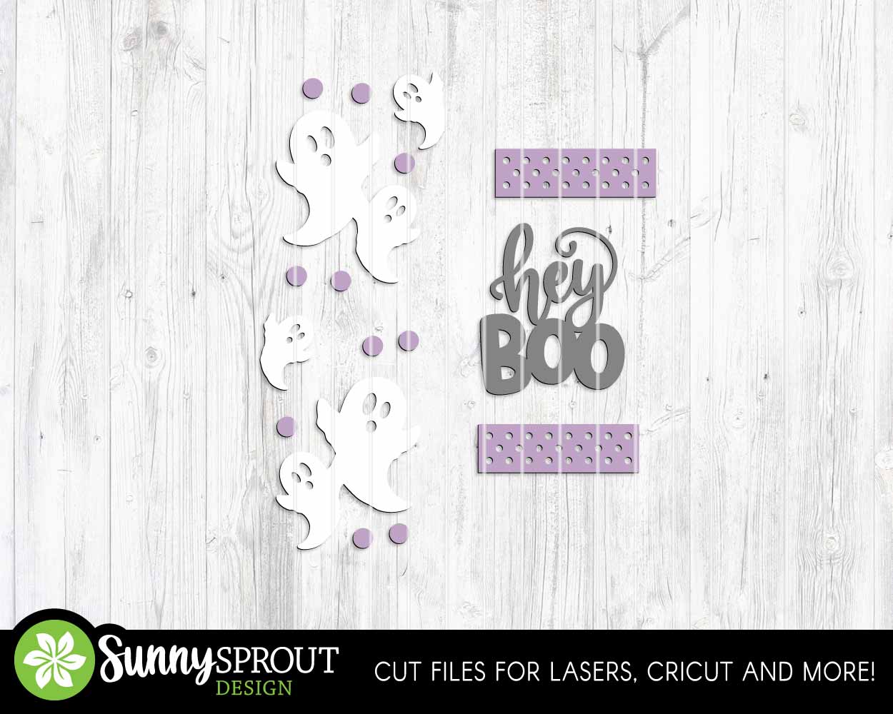 Hey Boo Polka Dot Porch Leaner, Digital Download, SVG Laser Cut File, Cricut, Halloween Welcome Door Decor Design