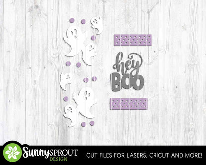Hey Boo Polka Dot Porch Leaner, Digital Download, SVG Laser Cut File, Cricut, Halloween Welcome Door Decor Design
