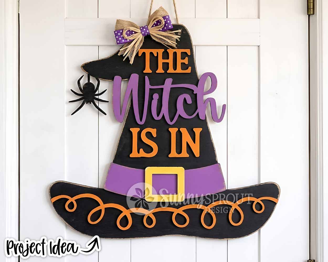 The Witch Is In Hat Sign, Digital Download, SVG Laser Cut File, Cricut, Halloween Welcome Door Hanger Design