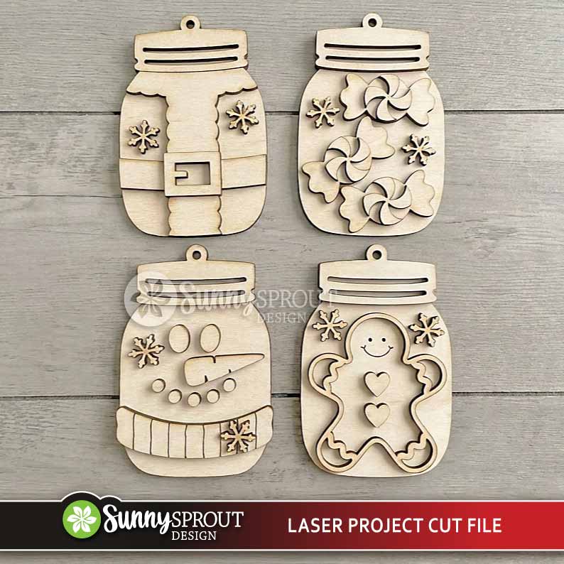 Mason Jar Gift Card Holder Ornament Bundle, Digital download, SVG laser cut file, Cricut, Christmas ornament design