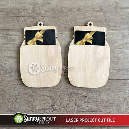 Mason Jar Gift Card Holder Ornament Bundle, Digital download, SVG laser cut file, Cricut, Christmas ornament design