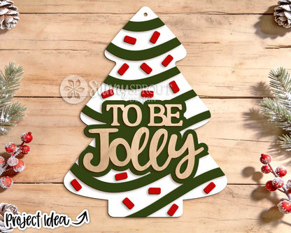 To Be Jolly Tree Sign, Digital Download, SVG Laser Cut File, Cricut, Christmas Door Hanger Ornament Design (Copy)