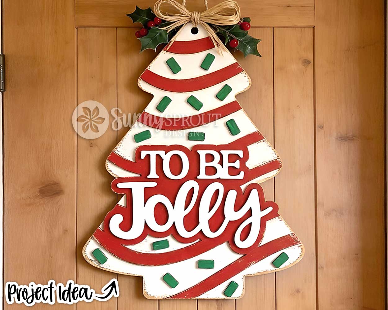 To Be Jolly Tree Sign, Digital Download, SVG Laser Cut File, Cricut, Christmas Door Hanger Ornament Design (Copy)