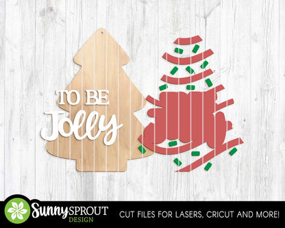 To Be Jolly Tree Sign, Digital Download, SVG Laser Cut File, Cricut, Christmas Door Hanger Ornament Design (Copy)