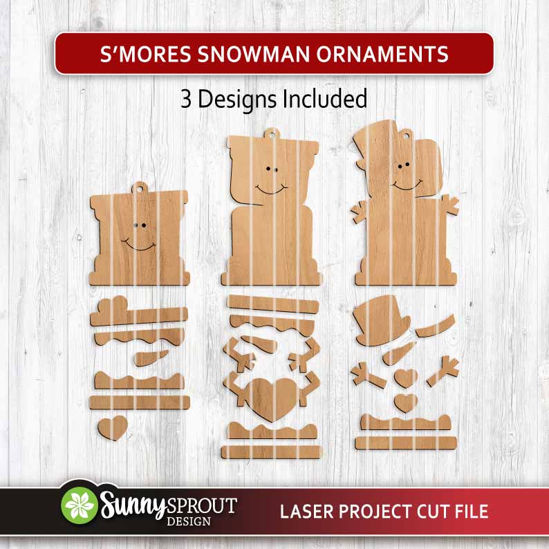 Smores Snowman Ornaments Bundle, Digital Download, SVG Laser Cut File, Cricut, Christmas Marshmallow Designs