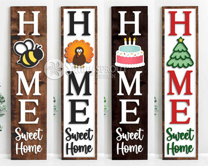 Home Sweet Home Interchangeable Graphics Porch Sign, Digital Download, SVG Laser Cut File, Cricut, Seasonal Design
