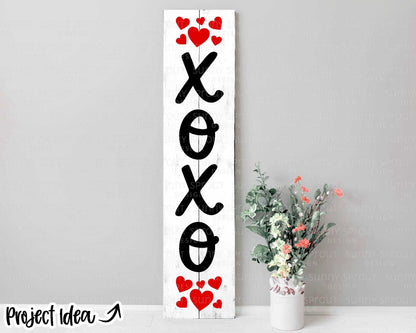 XOXO Hearts Porch Sign, Digital Download, Cricut Cut File, Silhouette, Valentine's Day Door Leaner Design