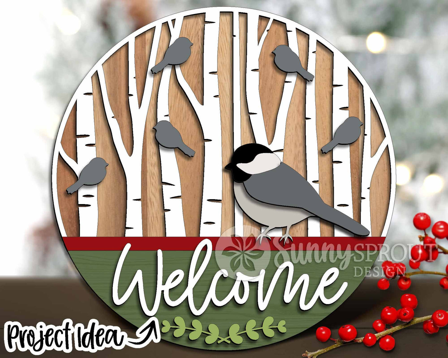 Winter Laser Sign Bundle, Round door hanger, Glowforge laser file, Cricut cut file, Silhouette, Holiday welcome sign svg