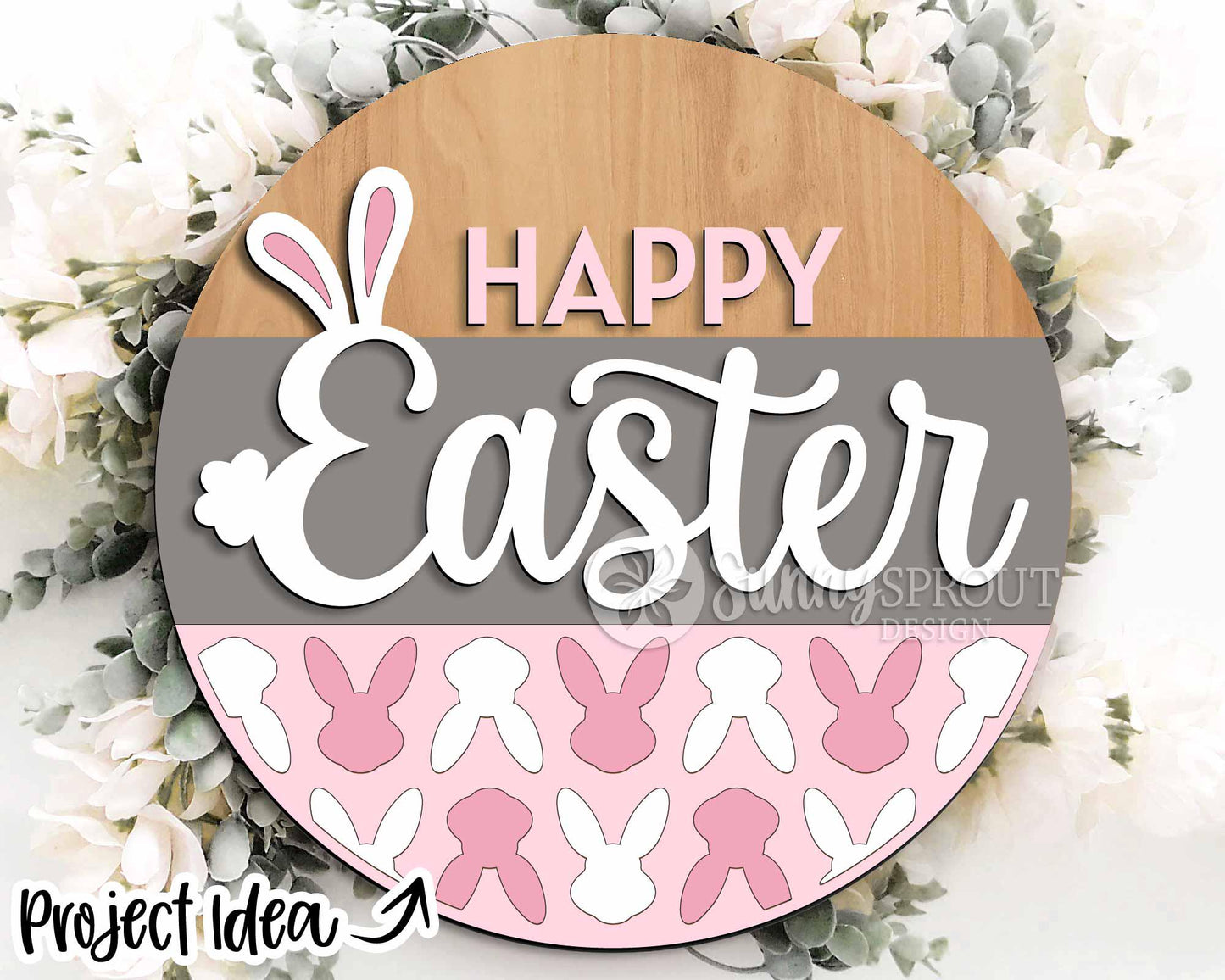 Easter Sign Bundle 6, Round door hanger svg, Glowforge laser file, Cricut cut file, Spring welcome sign svg, Easter bunny
