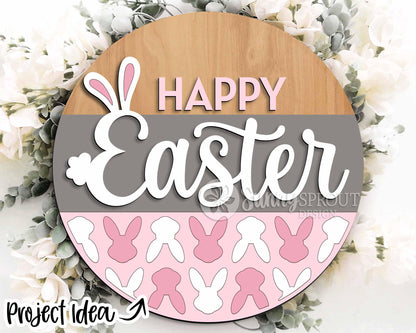 Easter Sign Bundle 6, Round door hanger svg, Glowforge laser file, Cricut cut file, Spring welcome sign svg, Easter bunny