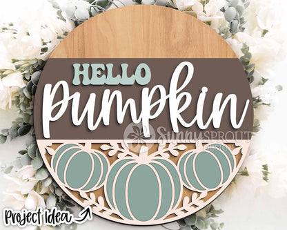 Fall Laser Sign Bundle 6, Round door hanger, Glowforge laser file, Cricut, Autumn welcome sign svg, Hello Fall pumpkin svg