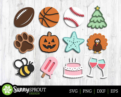 Home Sweet Home Interchangeable Graphics Sign, Digital Download, SVG Laser Cut File, Cricut, Seasonal Round Door Hanger Design
