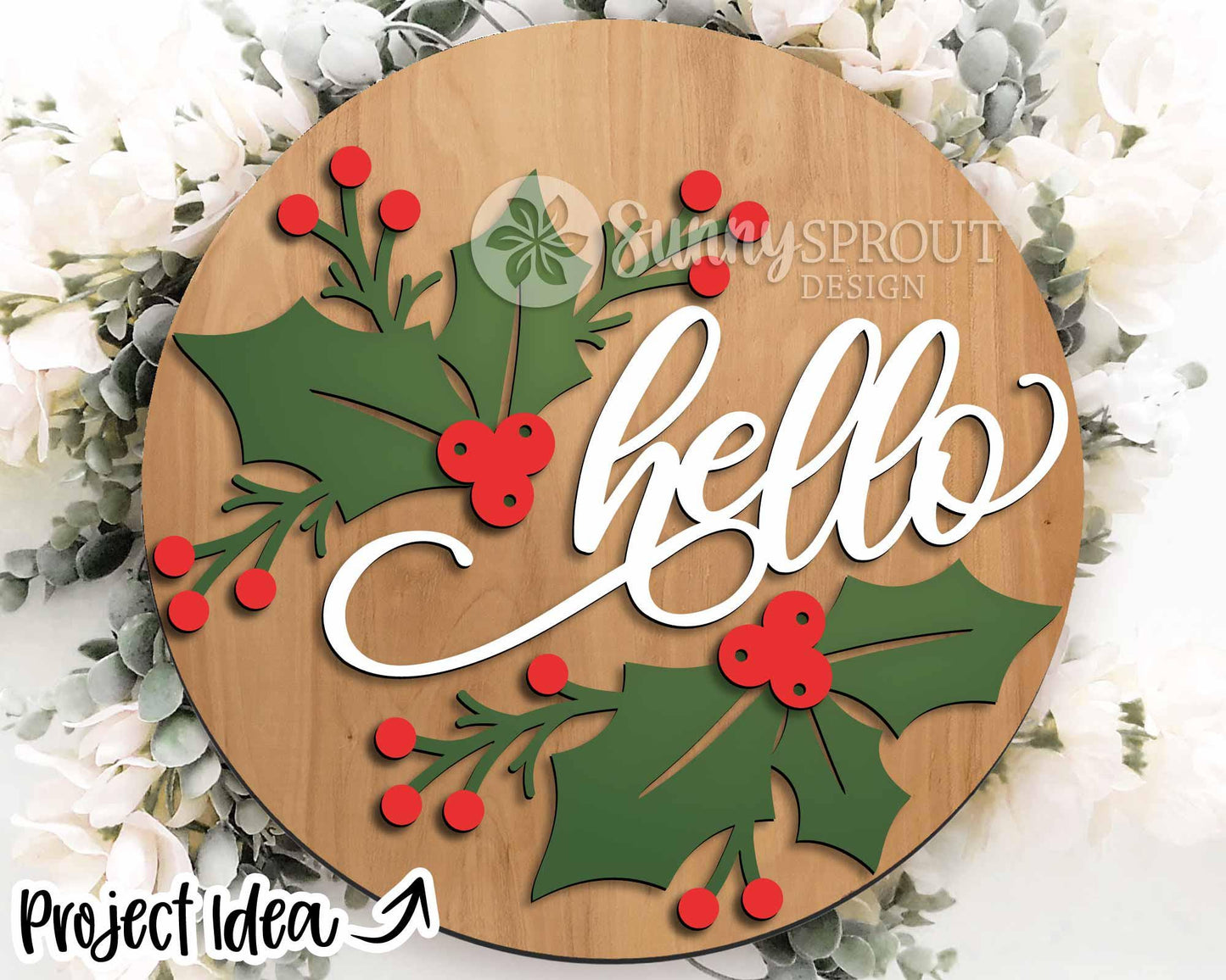 Christmas Laser Sign Bundle 6, Round door hanger, Glowforge laser cut file, Holiday welcome sign svg, Winter decor svg