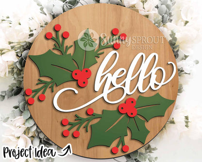 Christmas Laser Sign Bundle 6, Round door hanger, Glowforge laser cut file, Holiday welcome sign svg, Winter decor svg