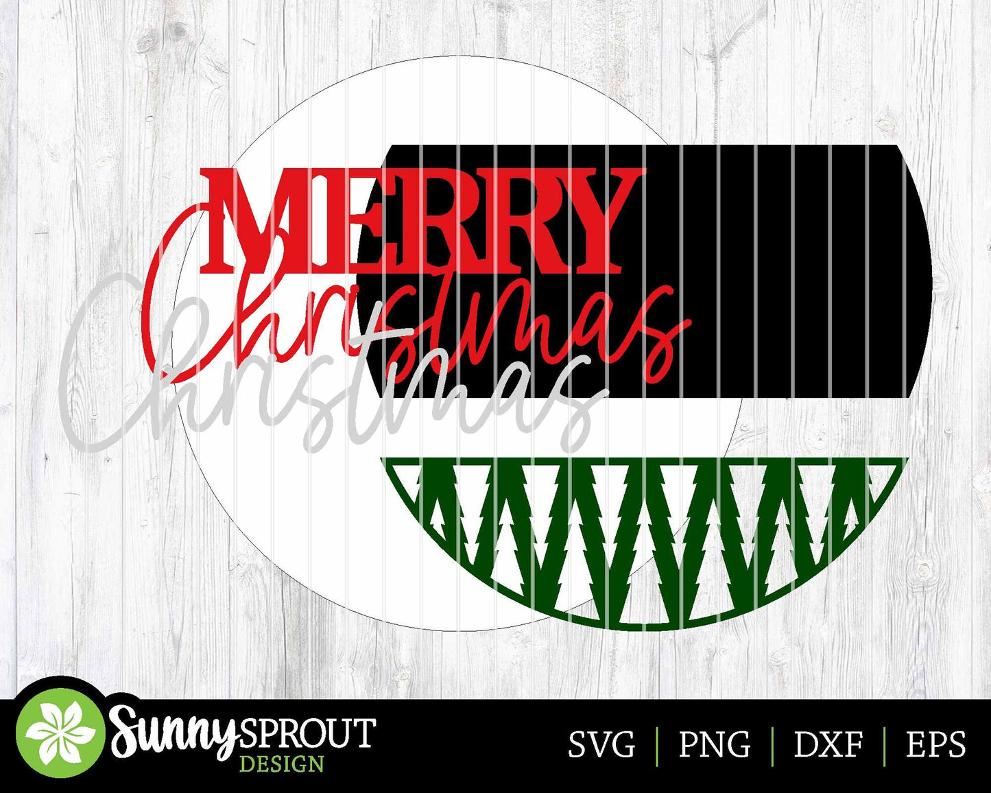 Merry Christmas Tree Pattern Sign, Digital Download, SVG Laser Cut File, Cricut, Round Door Hanger Design