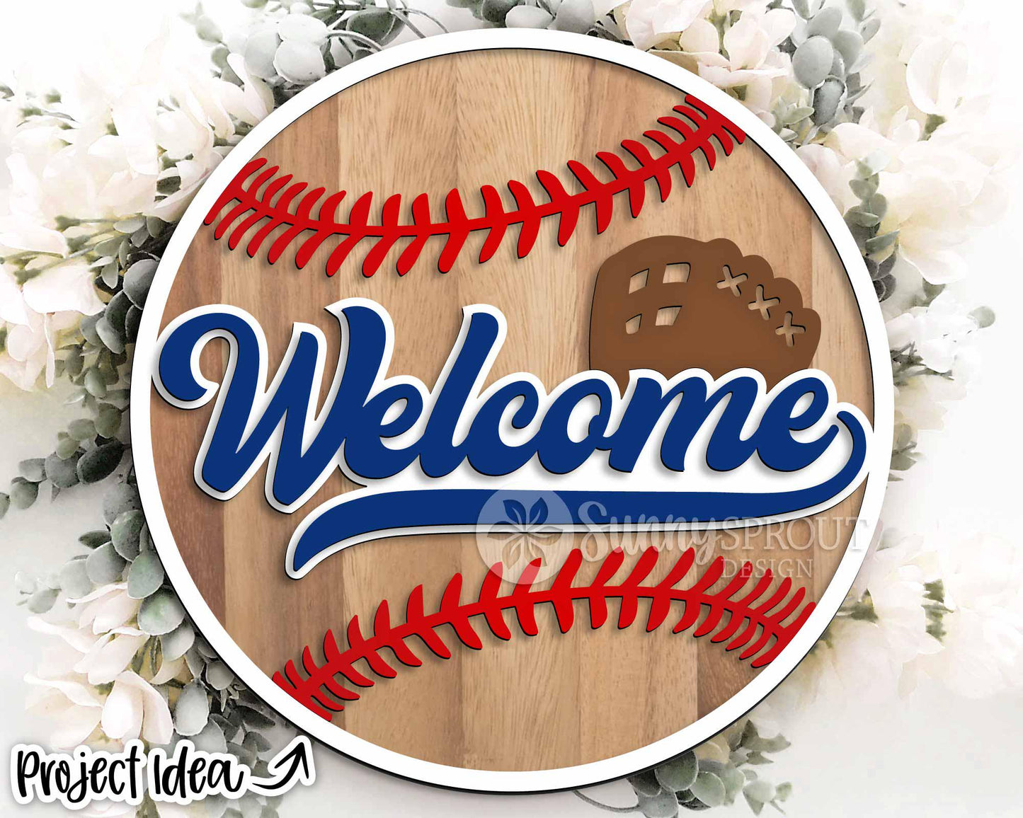 Welcome Baseball Glove Sign, Digital Download, SVG Laser Cut File, Cricut, Door Hanger Design, Sports Decor