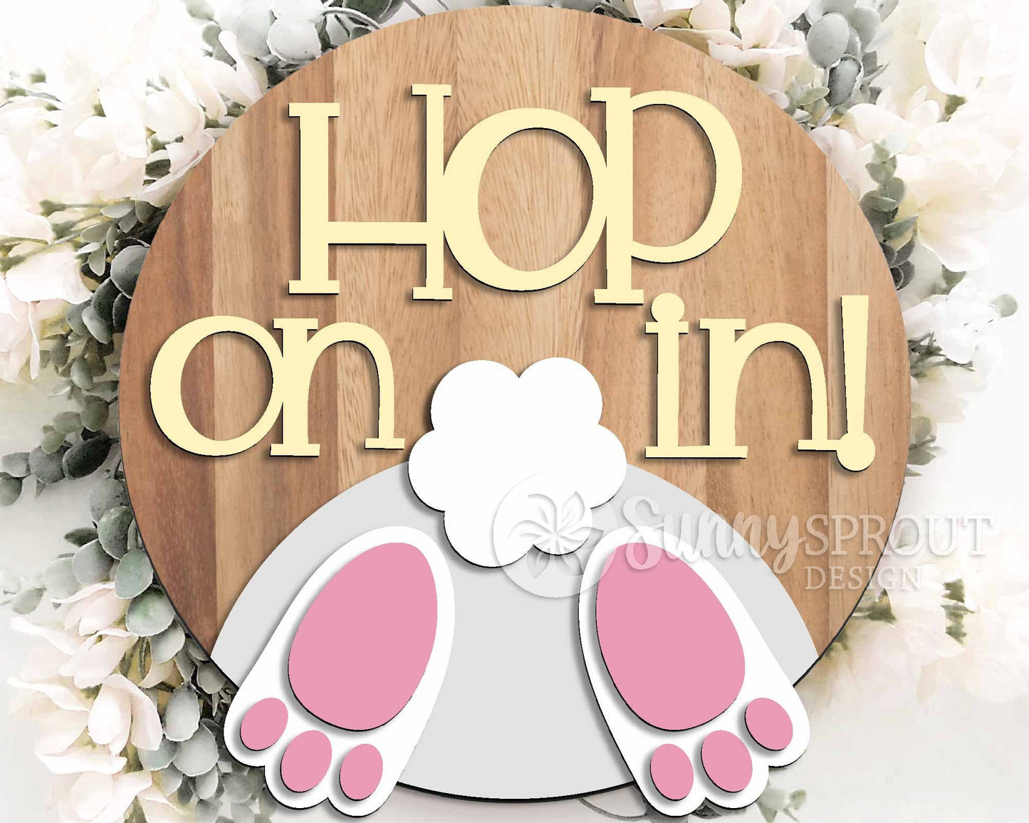 Easter Sign Bundle 1, Round door hanger svg, Glowforge laser file, Cricut cut file, Spring welcome sign svg, Easter bunny