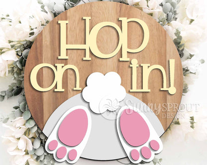 Easter Sign Bundle 1, Round door hanger svg, Glowforge laser file, Cricut cut file, Spring welcome sign svg, Easter bunny