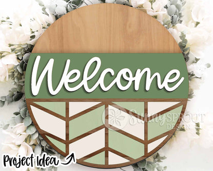 Geometric Laser Sign Bundle, Round door hanger svg, Glowforge laser file, Cricut cut file, Front door welcome sign svg