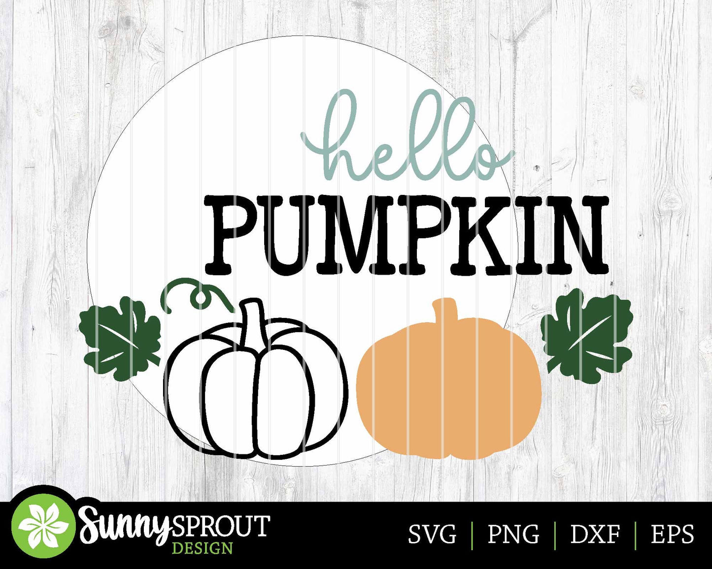 Hello Pumpkin Sign, Digital Download, SVG Laser Cut File, Cricut, Round Fall Welcome Door Hanger Design
