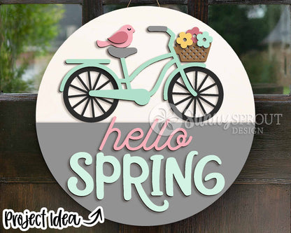 Spring Sign Bundle 2, Round door hanger svg, Glowforge laser file, Cricut, Spring flower welcome sign, Hello Spring