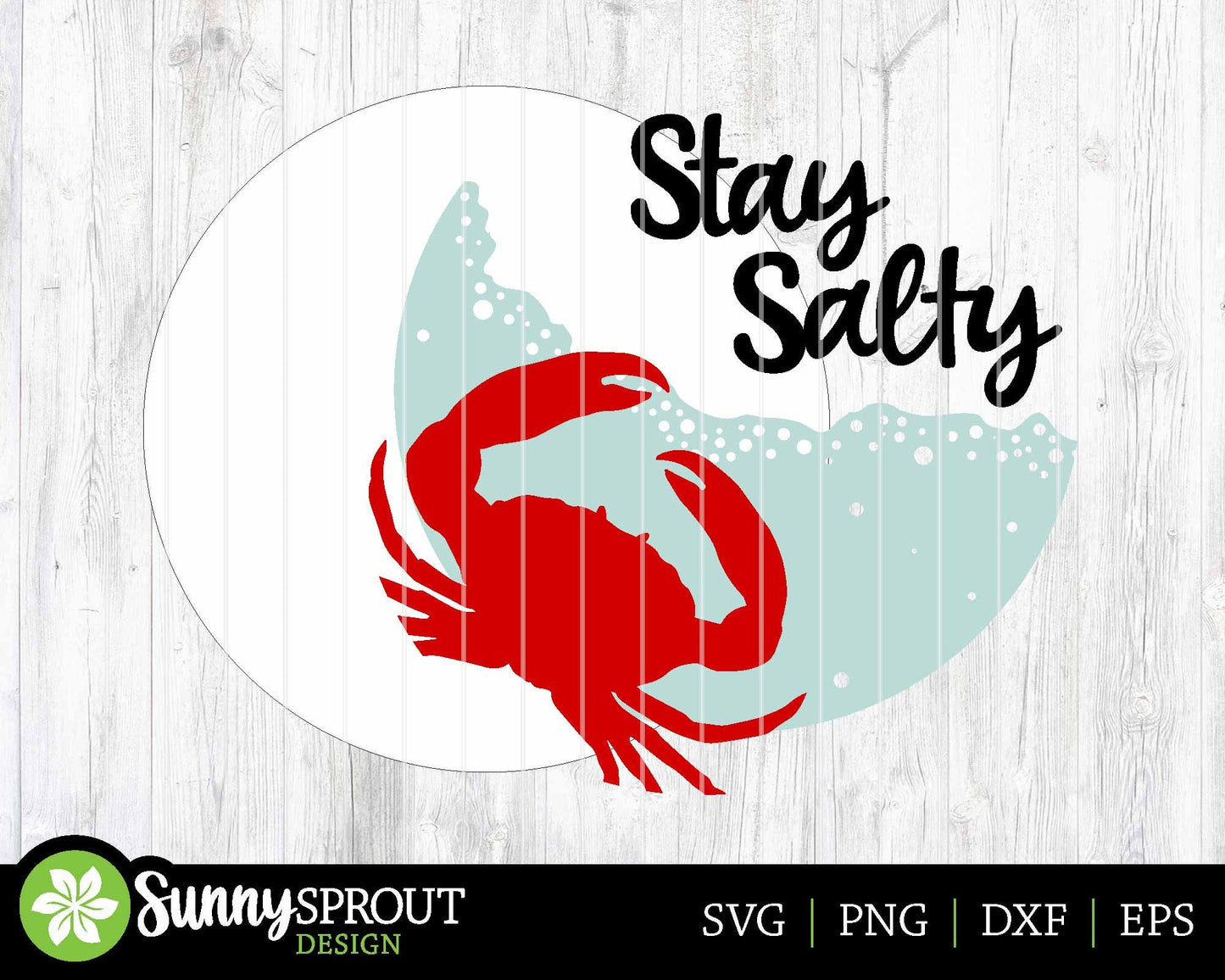 Stay Salty Crab Ocean Sign, Digital download, SVG Laser cut file, Cricut, Round door hanger wall art design, Beach coastal decor