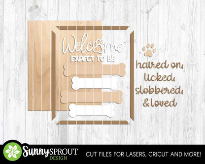 Welcome Dog Bone Loved Sign, Digital download, SVG Laser cut file, Cricut, Door hanger wall art design, Dog pet animal shelf sitter