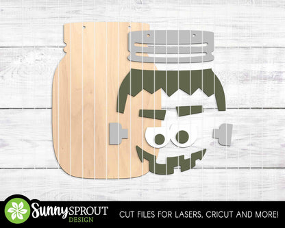 Halloween Mason Jar Sign Bundle, Door hanger svg, Glowforge laser file, Cricut, Spooky welcome sign svg, Ghost, Pumpkin