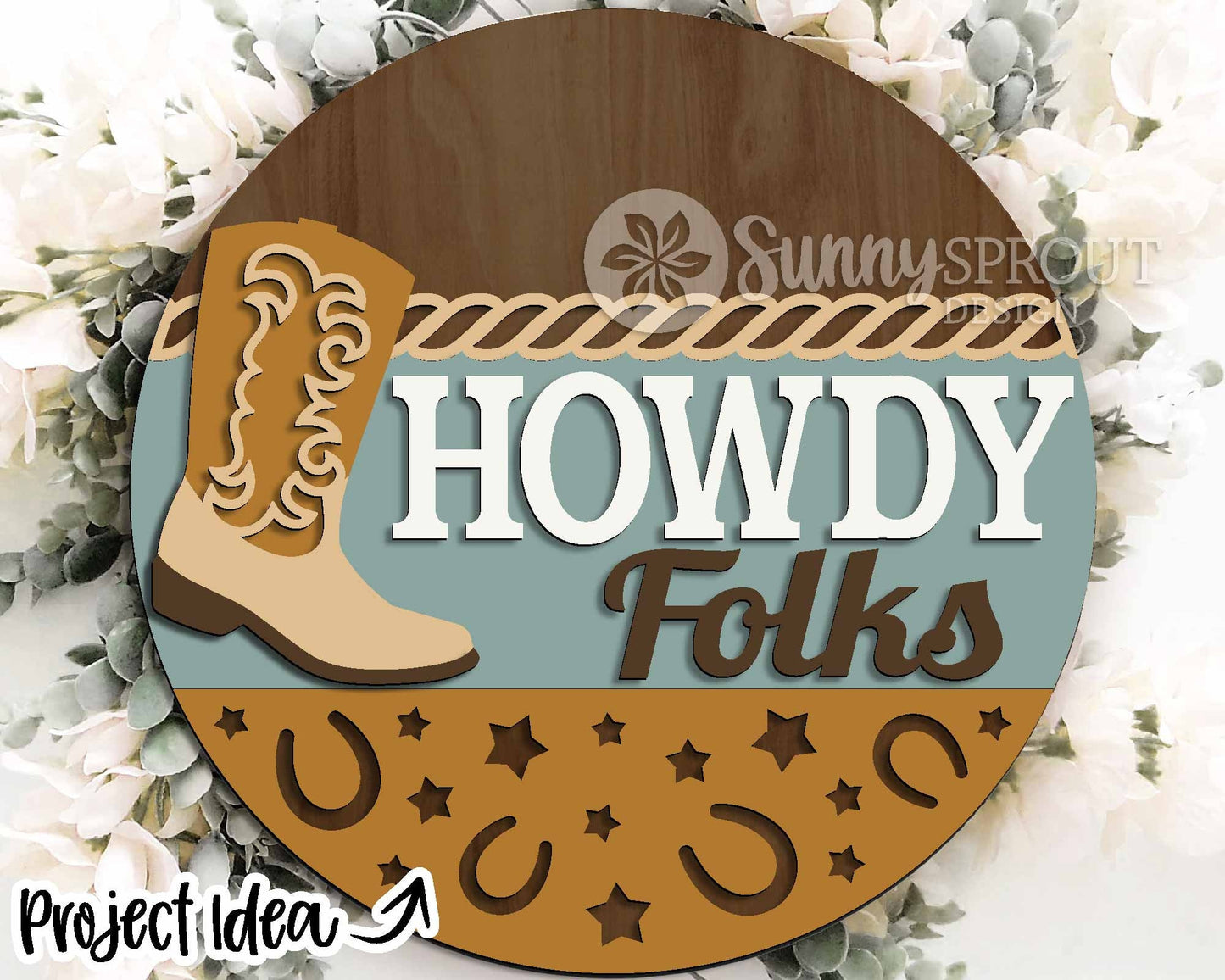 Southwestern Laser Sign Bundle, Round door hanger svg, Glowforge laser file, Cricut, Welcome sign svg, Aztec decor, Cowboy